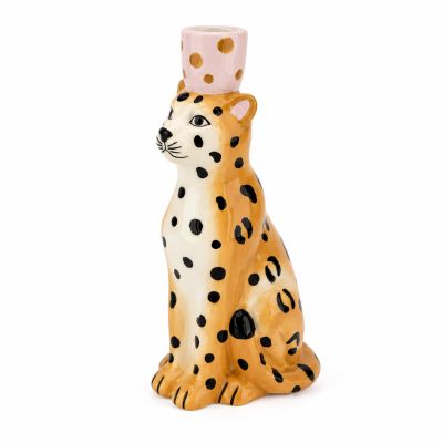 Portacandela Ghepardo in ceramica - 19,2 cm Adorabile