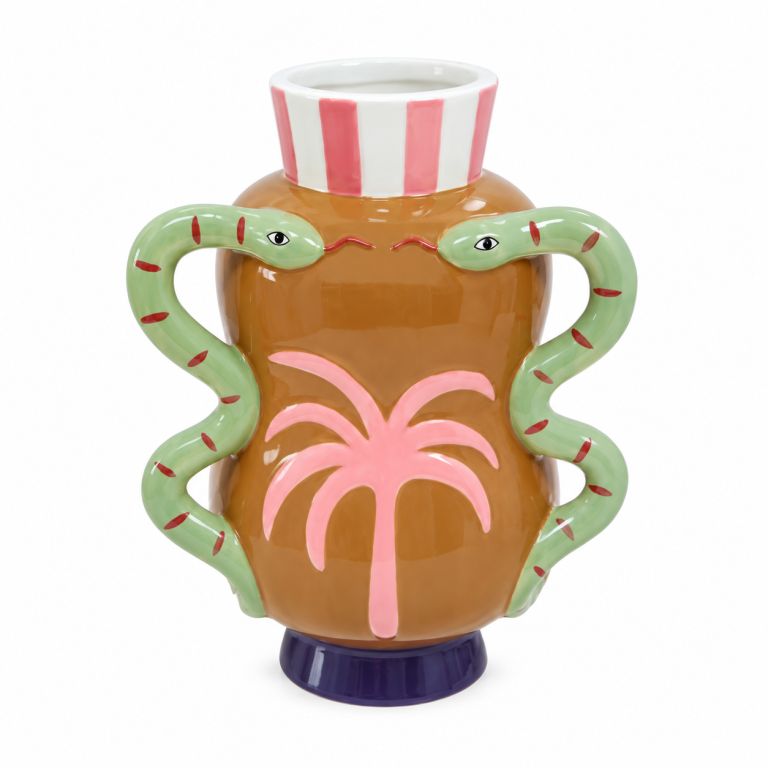 Vaso con Serpenti e Palma - 22 cm